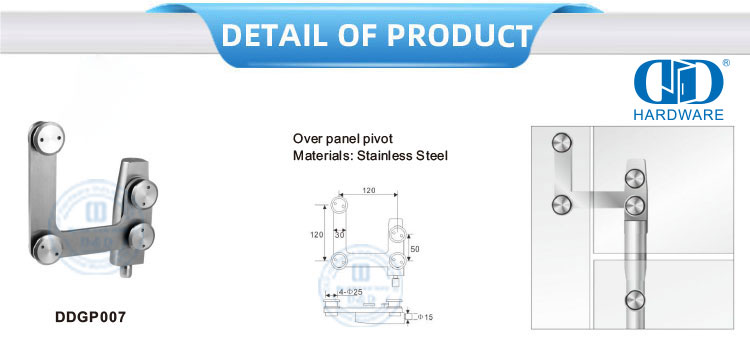 Vlekvrye staal Patch Fitting Pivot Fitting Curving Connector Pivot Glas Fitting-DDGP007