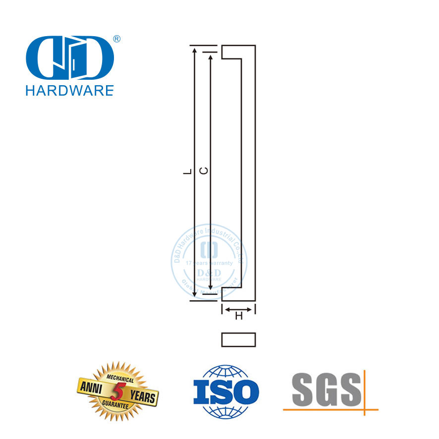 Vlekvrye staal Deur Hardeware Buitekant Hoof Glas Deur Trek Handvat Allure Trek Handvatsel-DDPH015