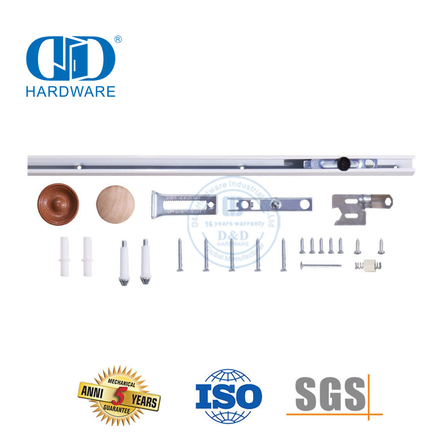 Vlekvrye staal pasgemaakte moderne opvoubare tweevoudige skuurdeur-hardewarestelle Binne-houtdeur-hardeware-DDBD074