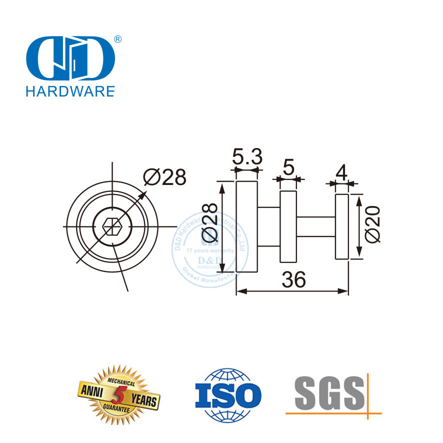 Vlekvrye staal skuifdeur hardeware Badkamer Toebehore Pyp Clamp-DDSL001-4