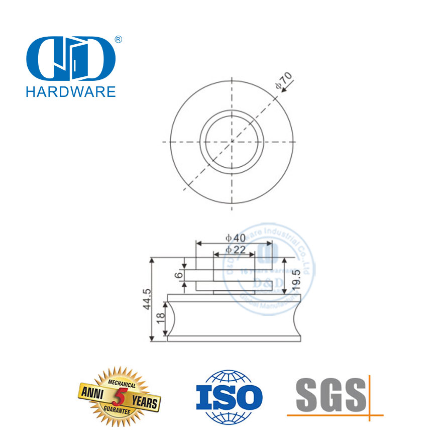 Vlekvrye staal skuifrolmeubels Toebehore Skuifdeurbuisglaspasstuk vir badkamerdeur-DDGS107